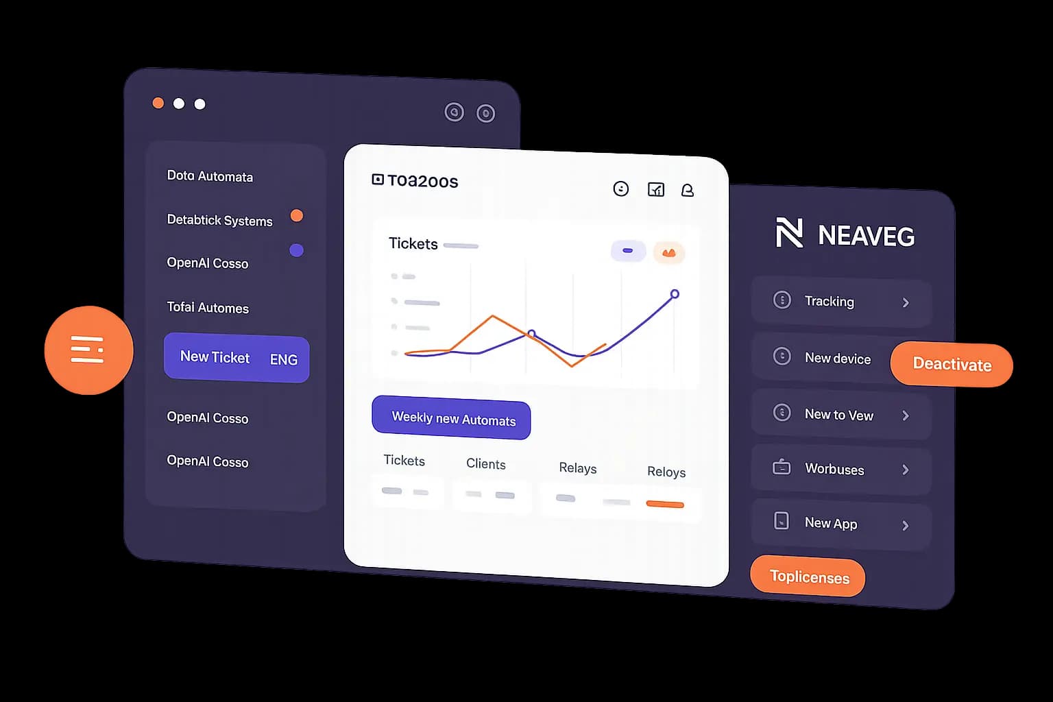 Illustration showing digital business solutions including website development, POS systems, and automation